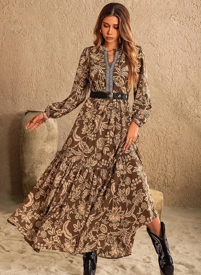 Take Two Women All Over Print V Neck Maxi Dress